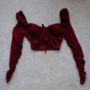 Privy Burgundy Ruched Blouse